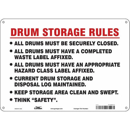 Condor Safety Sign, 10 in Height, 14 in Width, Aluminum, Horizontal Rectangle, English, 470D77 470D77