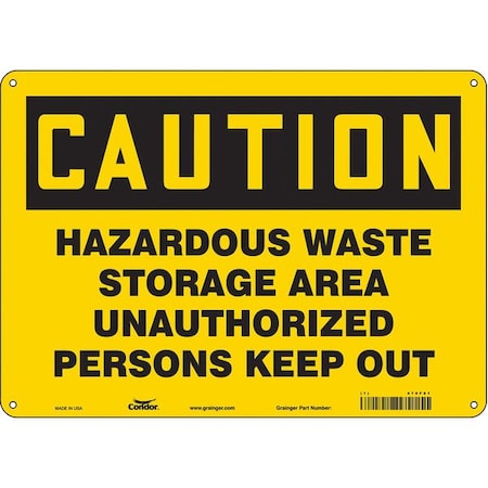 Condor Safety Sign, 10 in Height, 14 in Width, Polyethylene, Horizontal Rectangle, English, 470F81 470F81