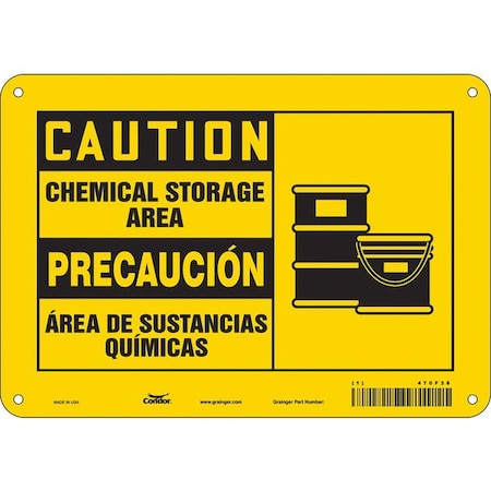 Condor Safety Sign, 7 in H, 10 in W, Vertical Rectangle, English, Spanish, 470F38 470F38