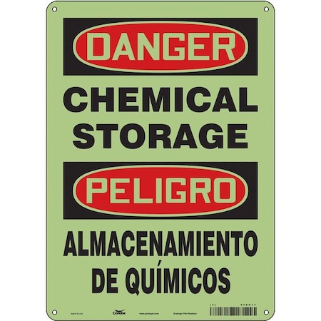 Condor Safety Sign, 14 in H, 10 in W, Polyethylene, Vertical Rectangle, English, Spanish, 470G17 470G17