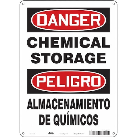 Condor Safety Sign, 14 in H, 10 in W, Polyethylene, Vertical Rectangle, English, Spanish, 470G19 470G19