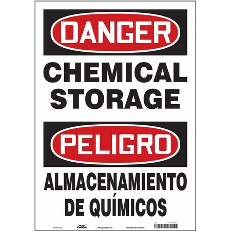 Condor Safety Sign, 20 in H, 14 in W, Vinyl, Vertical Rectangle, English, Spanish, 470G23 470G23