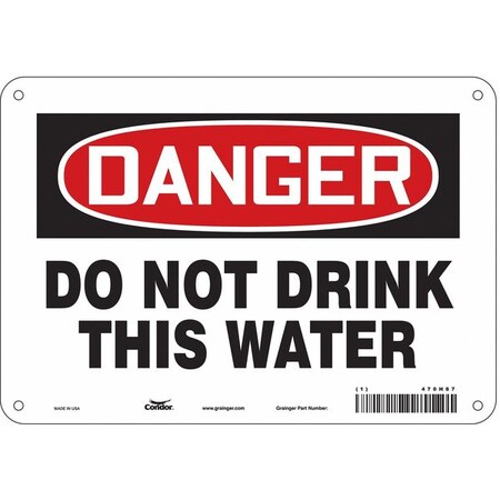 Condor Danger, Do Not Drink This Water, 10 in W x 7 in H, Vertical Rectangle, Polyethylene, 470H87 470H87