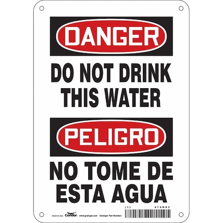 Condor Danger/Peligro, Do Not Drink This Water/No Tome Esta Agua, 7 in W x 10 in H, Rectangle, 470H93 470H93