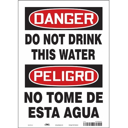 Condor Danger/Peligro, Do Not Drink This Water/No Tome Esta Agua, 10 in W x 14 in H, Rectangle, 470H94 470H94