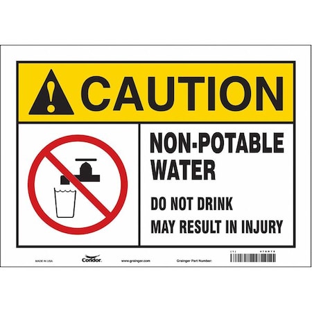 Condor Caution, Non-Potable Water. Do Not Drink. May Result In Injury., 14 in W x 10 in H, Vinyl, 470H78 470H78