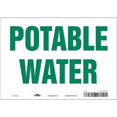 Condor Potable Water, 10 in W x 7 in H, Vertical Rectangle, Vinyl, 470H41 470H41