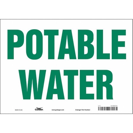Condor Potable Water, 14 in W x 10 in H, Horizontal Rectangle, Vinyl, 470H42 470H42