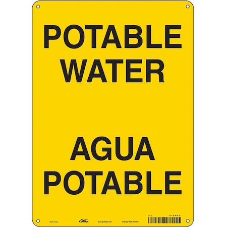 Condor Potable Water/Agua Potable, 10 in W x 14 in H, Vertical Rectangle, Aluminum, 470H43 470H43