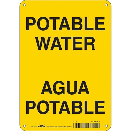 Condor Potable Water/Agua Potable, 7 in W x 10 in H, Horizontal Rectangle, Polyethylene, 470H44 470H44