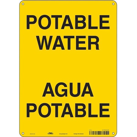 Condor Potable Water/Agua Potable, 10 in W x 14 in H, Vertical Rectangle, Polyethylene, 470H45 470H45