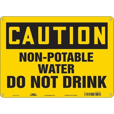 Condor Caution, Non-Potable Water Do Not Drink, 14 in x 10 in, Horizontal Rectangle, Polyethylene, 470H67 470H67