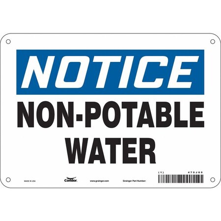 Condor Notice, Non-Potable Water, 10 in W x 7 in H, Vertical Rectangle, Polyethylene, 470J80 470J80