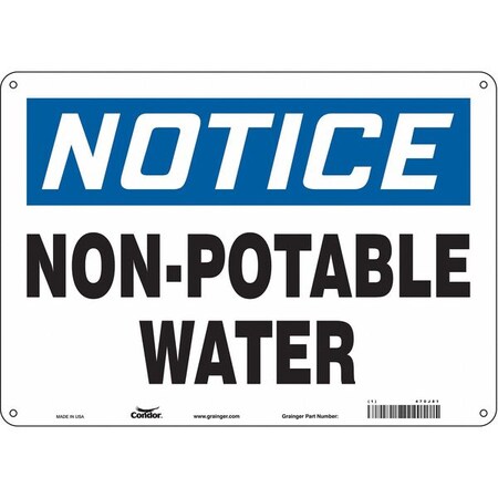 Condor Notice, Non-Potable Water, 14 in W x 10 in H, Horizontal Rectangle, Polyethylene, 470J81 470J81