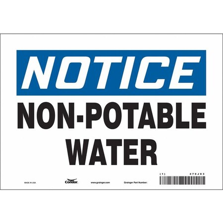 Condor Notice, Non-Potable Water, 10 in W x 7 in H, Vertical Rectangle, Vinyl, 470J83 470J83