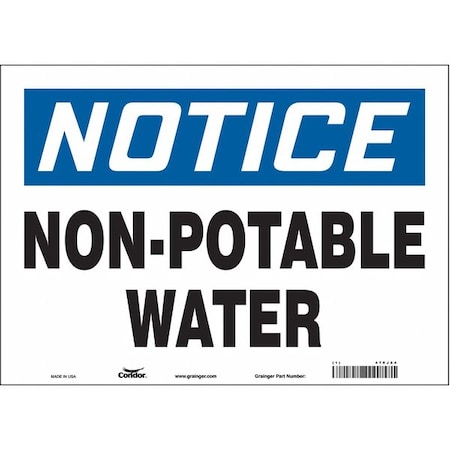 Condor Notice, Non-Potable Water, 14 in W x 10 in H, Horizontal Rectangle, Vinyl, 470J84 470J84