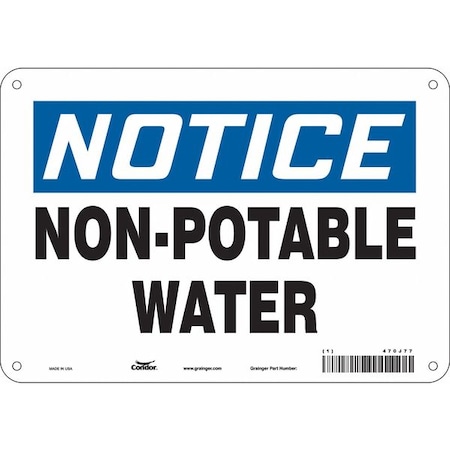 Condor Notice, Non-Potable Water, 10 in W x 7 in H, Vertical Rectangle, Aluminum, 470J77 470J77