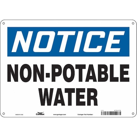 Condor Notice, Non-Potable Water, 14 in W x 10 in H, Horizontal Rectangle, Aluminum, 470J78 470J78