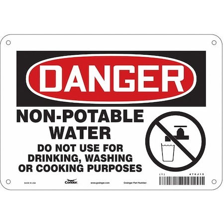 Condor Danger, Non-potable water. Do not use for drinking., 10 in W x 7 in H, Polyethylene, 470J15 470J15