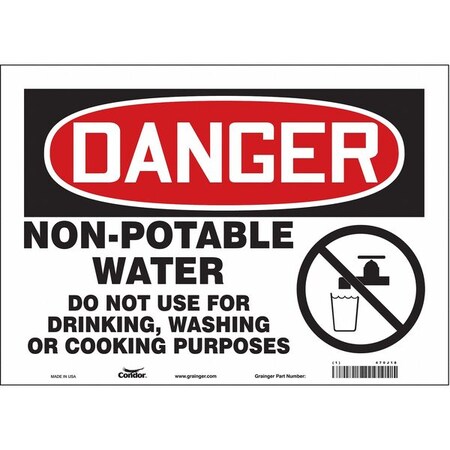 Condor Danger, Non-potable water. Do not use for drinking, ., 14 in W x 10 in H, Vinyl, 470J18 470J18