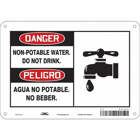 Condor Danger/Peligro, Non-Potable Water. Do Not Drink./Agua No Potable. No Beber., 10 in x 7 in, 470J23 470J23