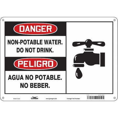 Condor Danger/Peligro, Non-Potable Water. Do Not Drink./Agua No Potable. No Beber., 14 in x 10 in, 470J24 470J24