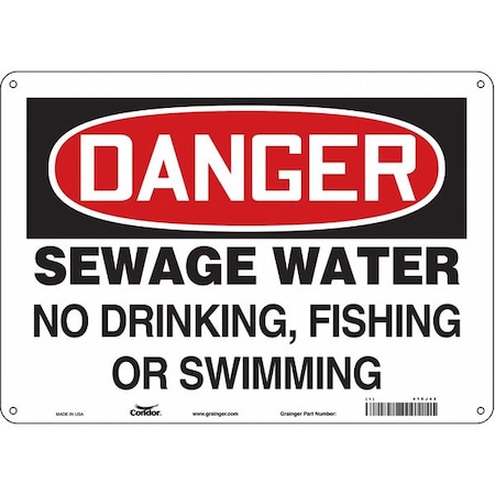 Condor Danger, Sewage Water No Drinking, Fishing Or Swimming, 14 in W x 10 in H, Polyethylene, 470J42 470J42