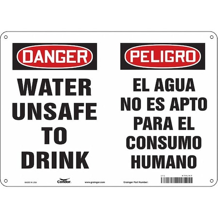 Condor Danger/Peligro, Water Unsafe To Drink, Spanish-Bilingual, 14 in W x 10 in H, 470J47 470J47