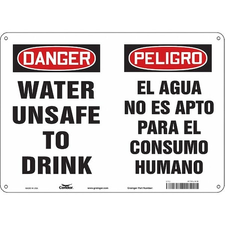 Condor Danger/Peligro, Water Unsafe To Drink, Spanish-Bilingual, 14 in W x 10 in H, 470J49 470J49
