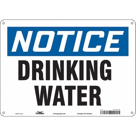 Condor Notice, Drinking Water, 14 in W x 10 in H, Horizontal Rectangle, Polyethylene, 470J55 470J55