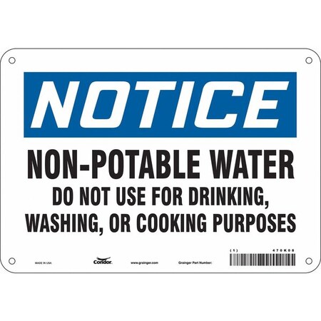 Condor Notice, Non-Potable Water Not To Be Used For Drinking., 7 in H x 10 in W, Polyethylene, 470K08 470K08