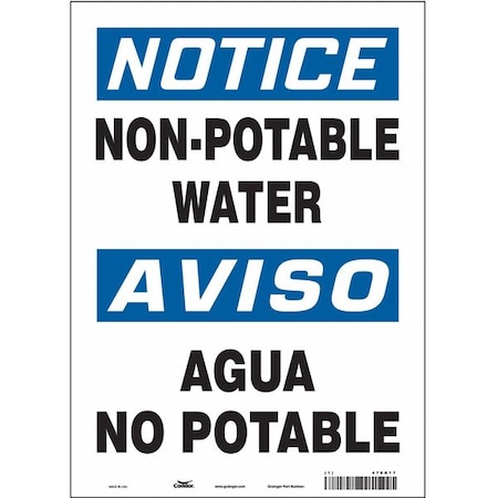 Condor Notice/Aviso, Non-Potable Water/Agua No Potable, 10 in W x 14 in H, Rectangle, Vinyl, 470K17 470K17