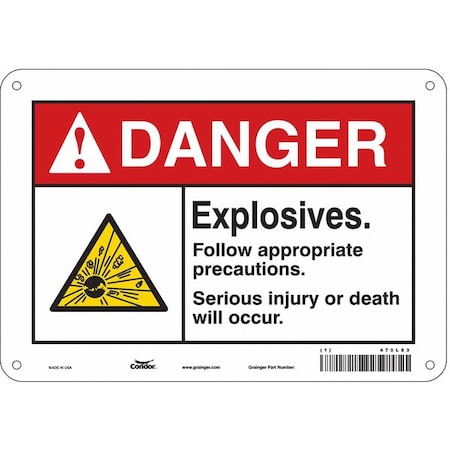 Condor Safety Sign, 7 in Height, 10 in Width, Aluminum, Vertical Rectangle, English, 470L83 470L83