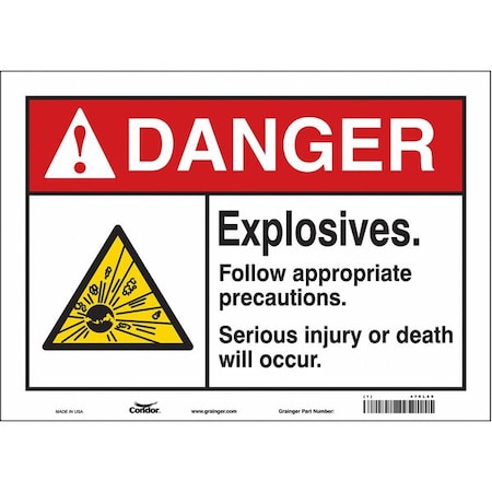 Condor Safety Sign, 10 in Height, 14 in Width, Vinyl, Horizontal Rectangle, English, 470L89 470L89