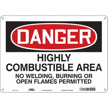 Condor Safety Sign, 10 in Height, 14 in Width, Aluminum, Horizontal Rectangle, English, 470L97 470L97