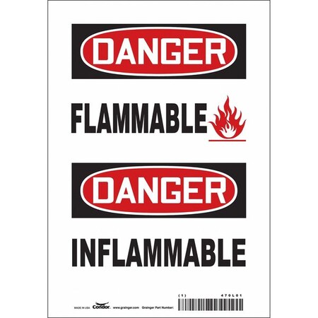 Condor Safety Sign, 10 in Height, 7 in Width, Vinyl, Horizontal Rectangle 470L01