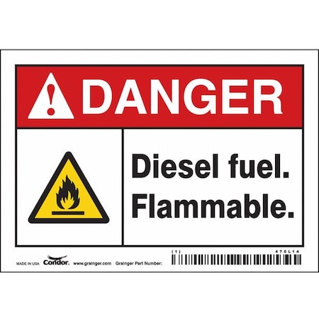 Condor Safety Sign, 3 1/2 in Height, 5 in Width, Vinyl, Horizontal Rectangle, English, 470L14 470L14