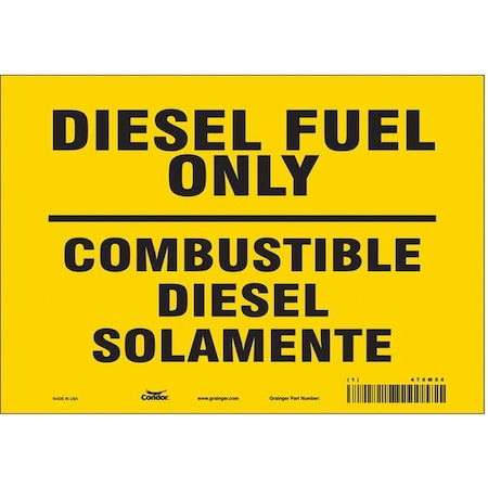 Condor Safety Sign, 7 in H, 10 in W, Vinyl, Vertical Rectangle, English, Spanish, 470M54 470M54