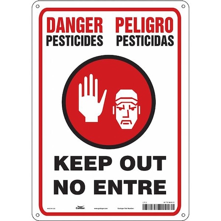 Condor Safety Sign, 14 in Height, 10 in Width, Polyethylene, Vertical Rectangle, English, Spanish, 470N83 470N83