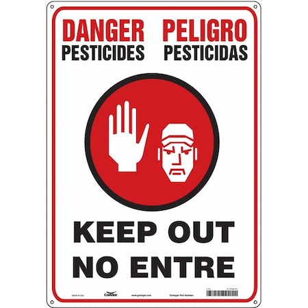 Condor Safety Sign, 20 in H, 14 in W, Polyethylene, Vertical Rectangle, English, Spanish, 470N84 470N84