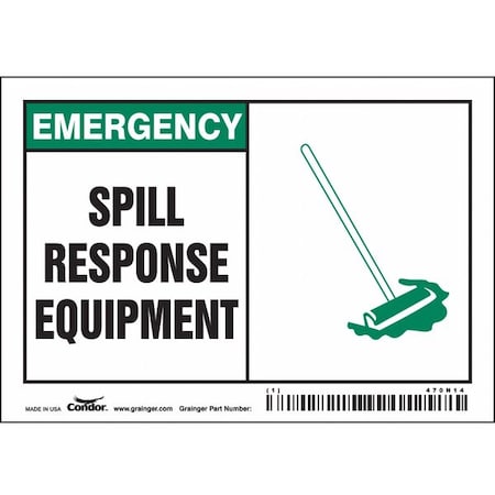 Condor Spill Response Equipment., 5 in W x 3 1/2 in H, Horizontal Rectangle, Vinyl, 470N14 470N14