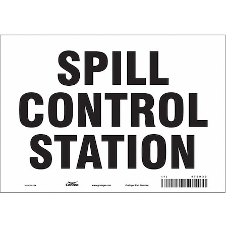 Condor Spill Control Station, 10 in W x 7 in H, Vertical Rectangle, Vinyl, 470N33 470N33