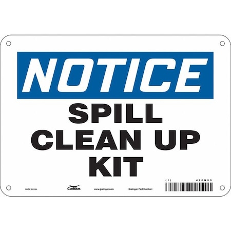 Condor Notice, Spill Clean Up Kit, 10 in W x 7 in H, Vertical Rectangle, Aluminum, 470N60 470N60