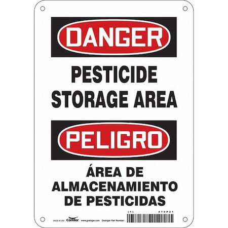 Condor Safety Sign, 10 in Height, 7 in Width, Aluminum, Horizontal Rectangle, English, Spanish, 470P21 470P21