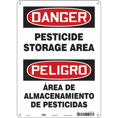 Condor Safety Sign, 14 in Height, 10 in Width, Polyethylene, Vertical Rectangle, English, Spanish, 470P24 470P24