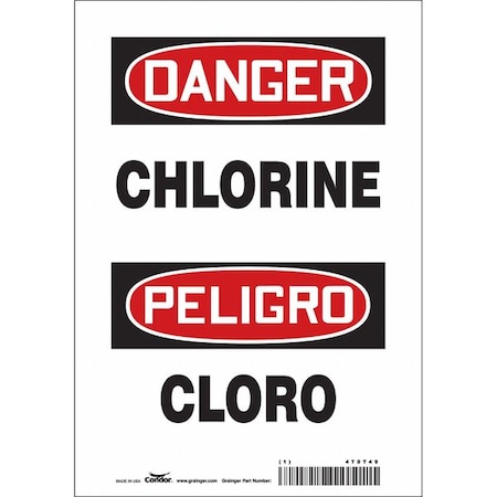 Condor Safety Sign, 10 in H, 7 in W, Vinyl, Horizontal Rectangle, English, Spanish, 470T49 470T49