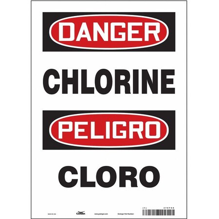 Condor Safety Sign, 14 in H, 10 in W, Vinyl, Vertical Rectangle, English, Spanish, 470T50 470T50