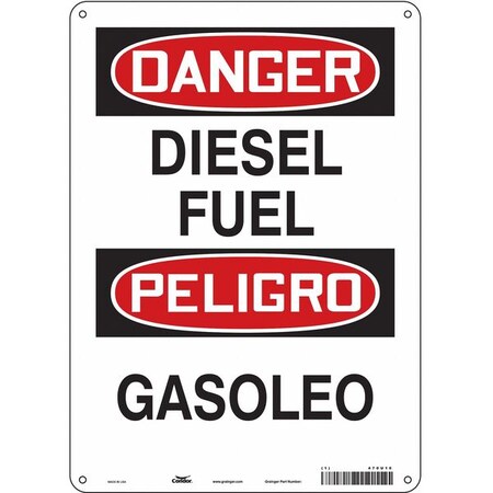 Condor Safety Sign, 14 in H, 10 in W, Polyethylene, Vertical Rectangle, English, Spanish, 470U10 470U10