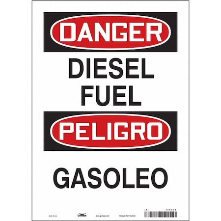 Condor Safety Sign, 14 in H, 10 in W, Vinyl, Vertical Rectangle, English, Spanish, 470U13 470U13