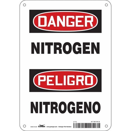 Condor Safety Sign, 10 in H, 7 in W, Horizontal Rectangle, English, Spanish, 470V42 470V42